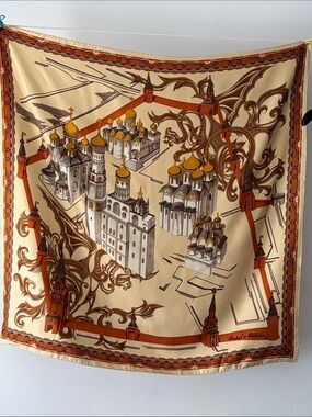Vintage Souvenir Scarf Lot Moscow Michel Mitchine 100% Silk & Rome Scarf